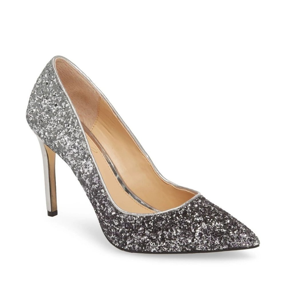 New Jewel Badgley Mischka sz 9 Malta Pointed Toe Pumps Silver Womens NWT